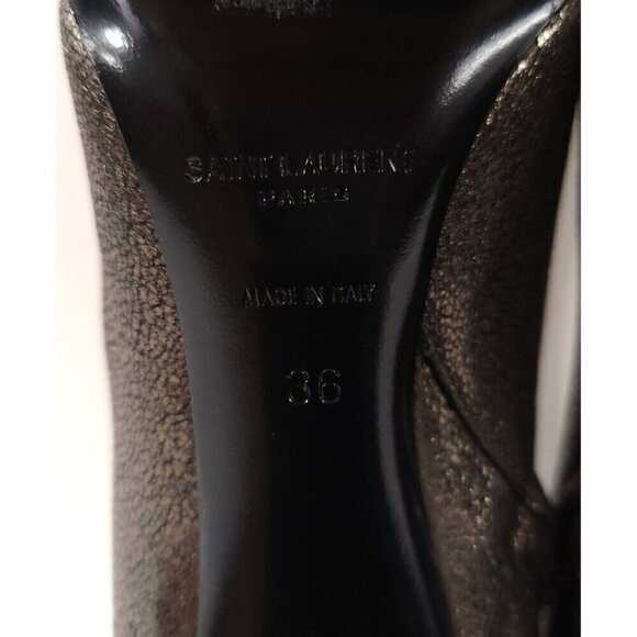 Saint Laurent Lou Ankle Boot 36 6 Metallic Leather Gun Metal New - Picture 7 of 15